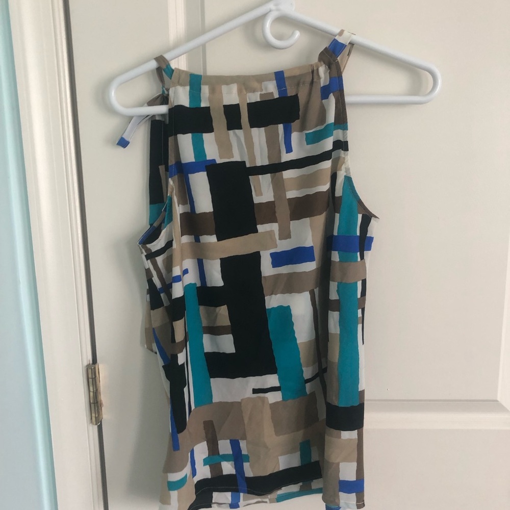 The Limited Geometric print with tie neck